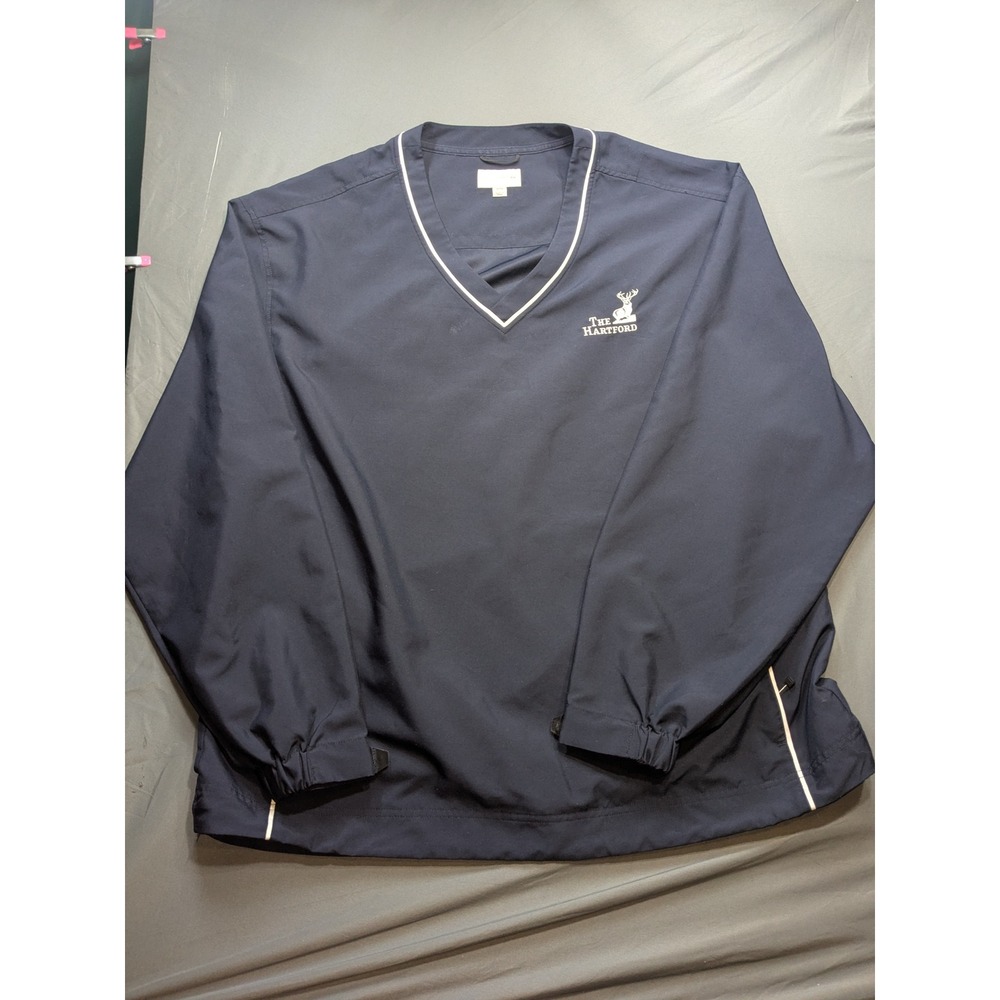 Cutter & Buck CB WindTec Mens XL Navy Blue V-Neck Windbreaker The Hartford Logo